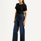 Women's Tinted Navy Blue Ribcage Wide Leg Fit High Rise Jeans - Side View