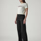 Women's Black Ribcage Wide Leg Fit High Rise Jeans - Side View