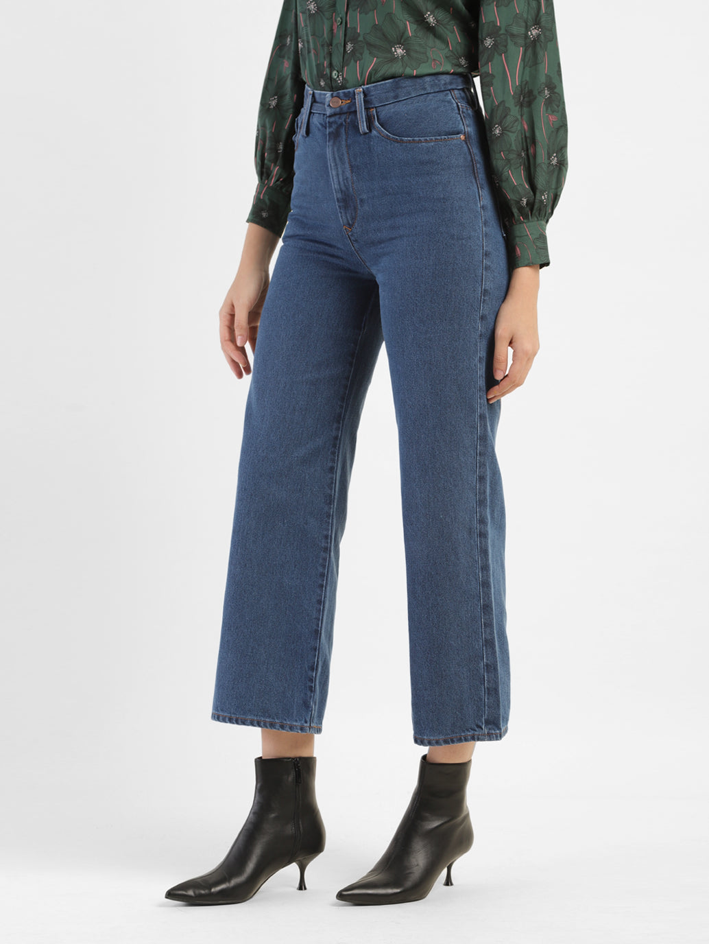 Wide Leg Jeans Bell Bottom Ankle Jeans Women's Blue Ribcage Bell