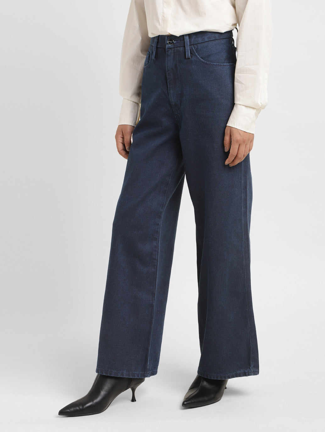 Women's Blue Ribcage Bell Bottom Wide Leg Fit High Rise Jeans
