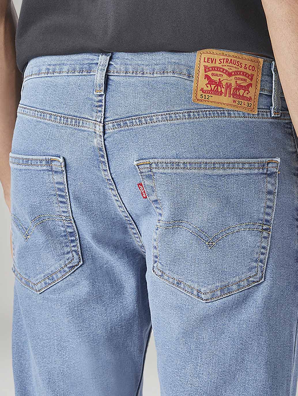Men's 512 Light Blue Slim Tapered Fit Mid Rise Jeans - Detail View