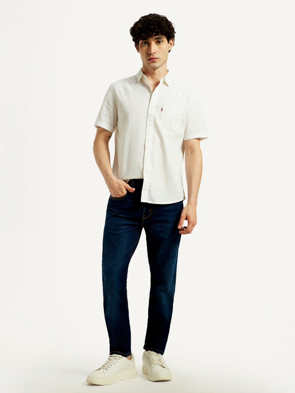 Men's 512 Dark Blue Slim Tapered Fit Mid Rise Jeans - Styleshot View