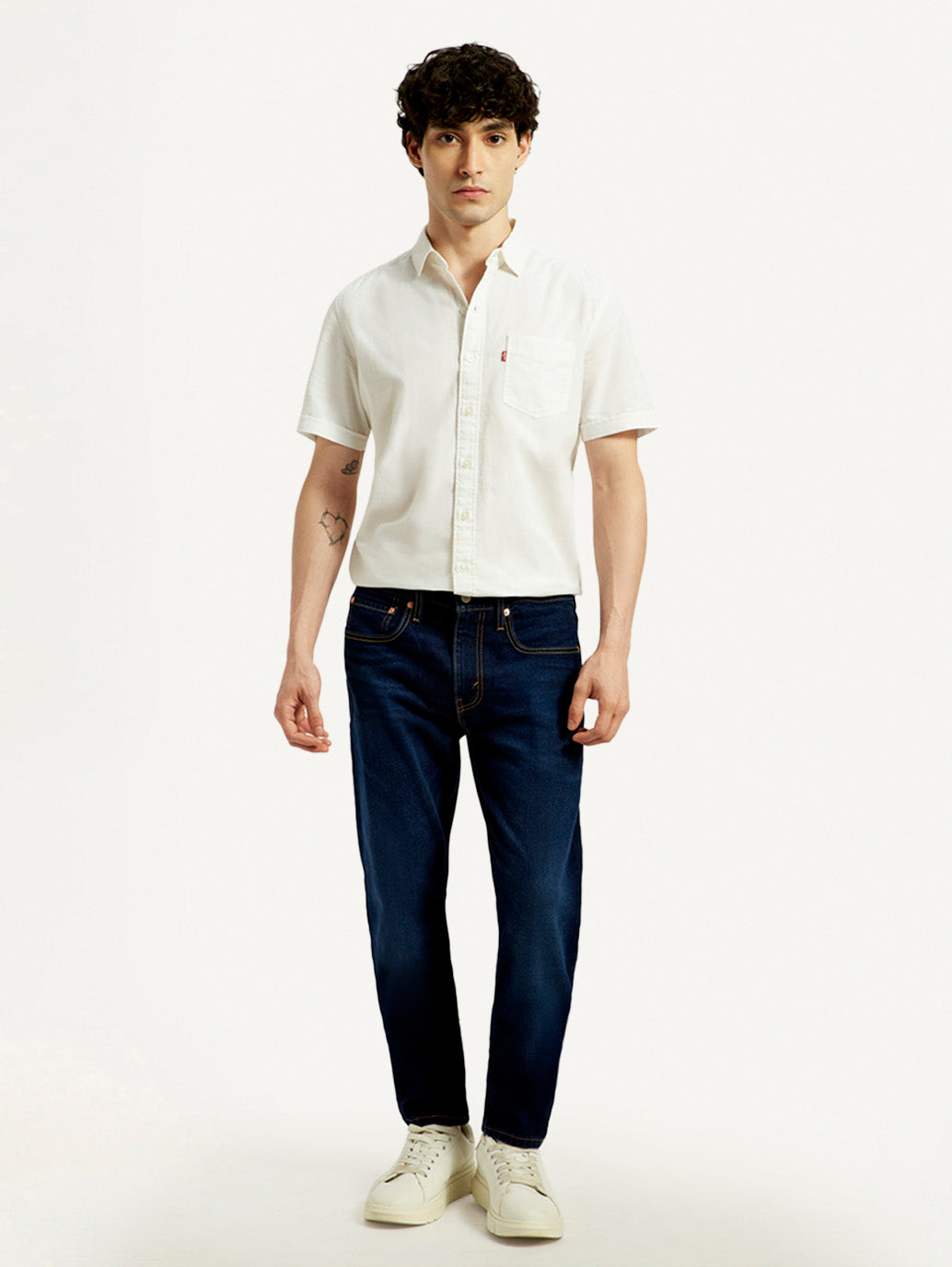 Men's 512 Dark Blue Slim Tapered Fit Mid Rise Jeans - Front View