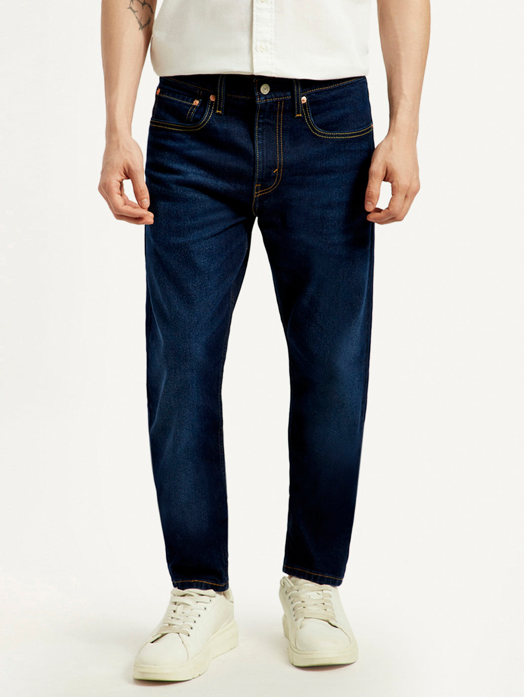 Men's 512 Dark Blue Slim Tapered Fit Mid Rise Jeans - Front View