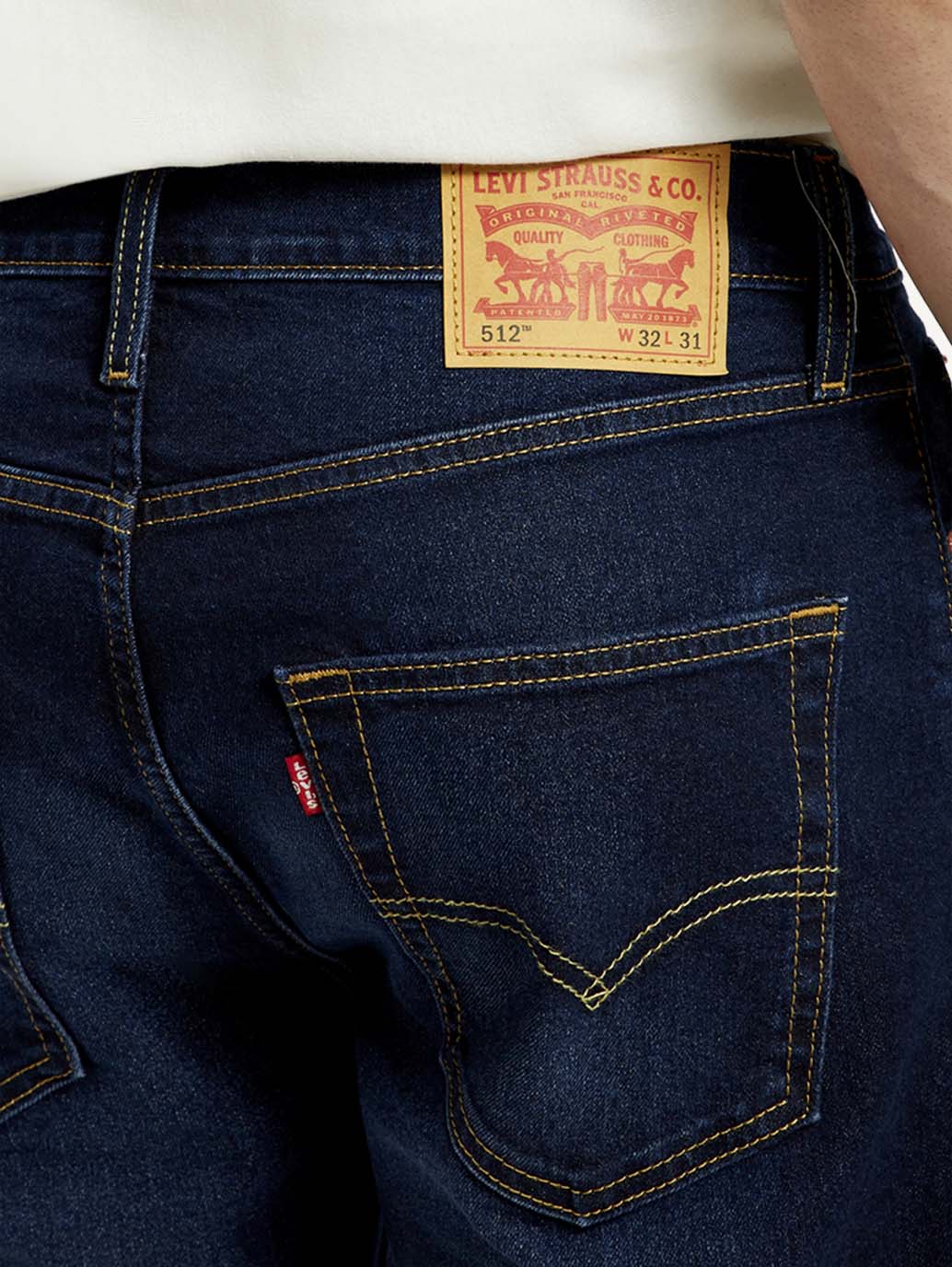 Men's 512 Dark Blue Slim Tapered Fit Mid Rise Jeans - Detail View