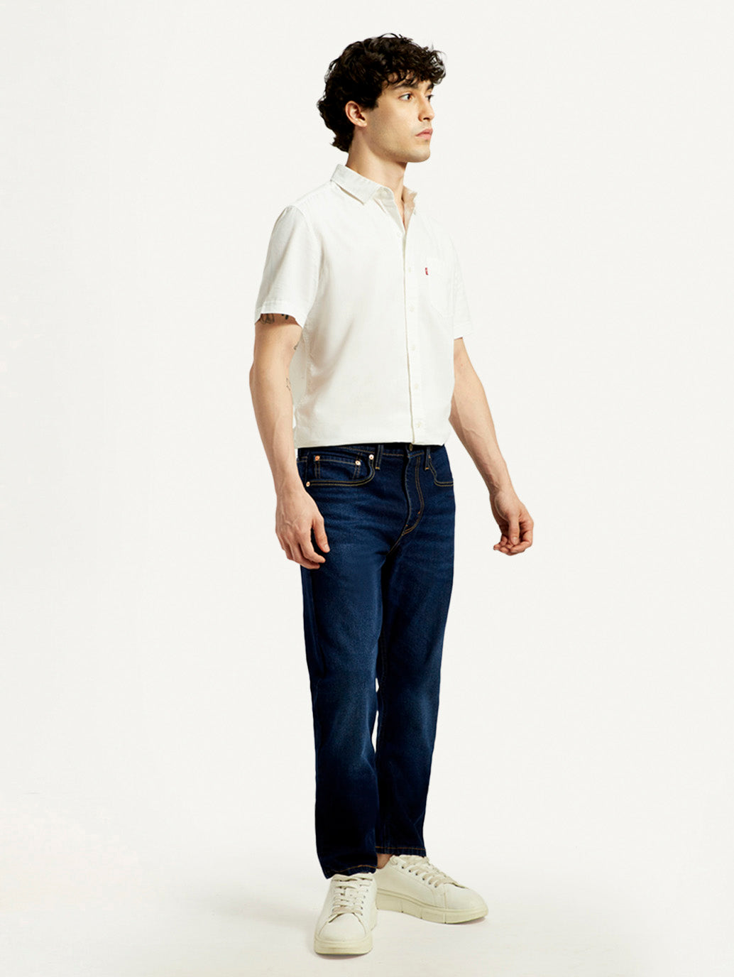 Men's 512 Dark Blue Slim Tapered Fit Mid Rise Jeans - Side View