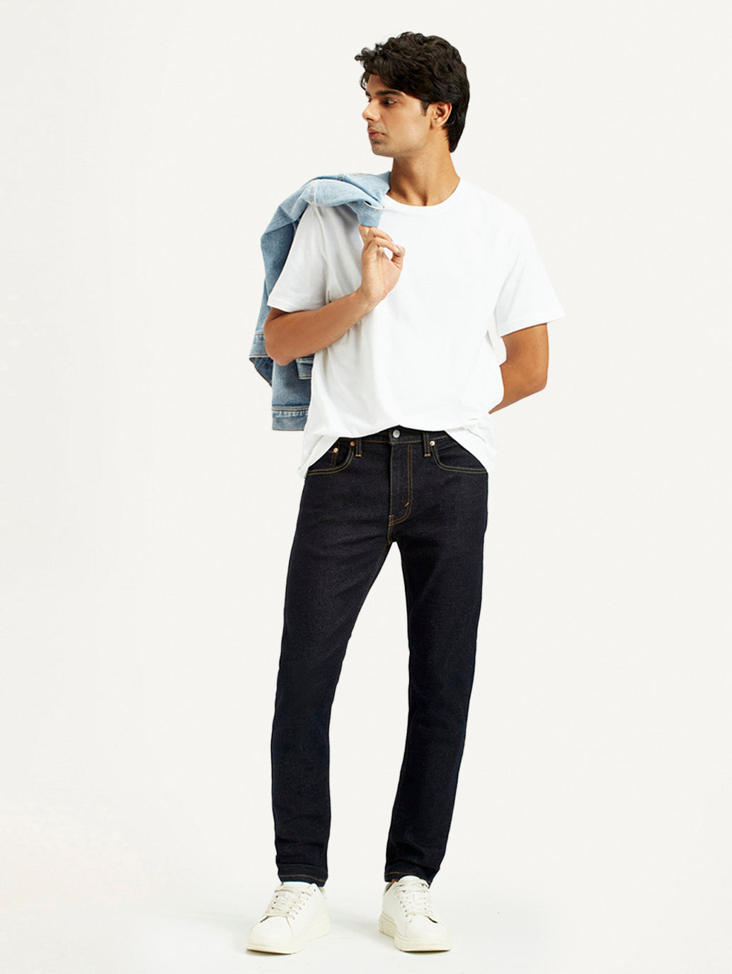 Men's 512 Dark Indigo Slim Tapered Fit Mid Rise Jeans - Styleshot View