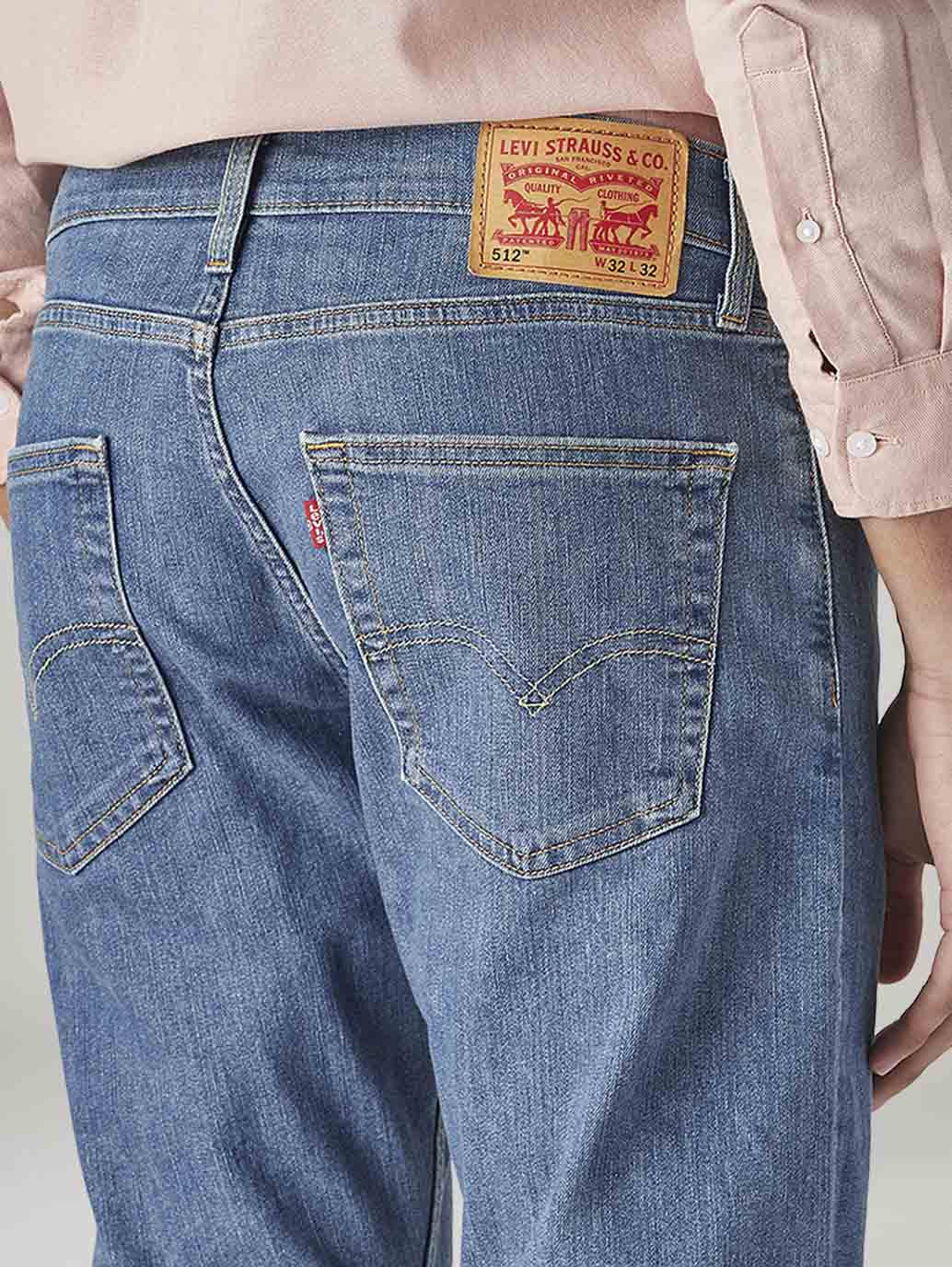 Men's 512 Blue Slim Tapered Fit Mid Rise Jeans - Detail View