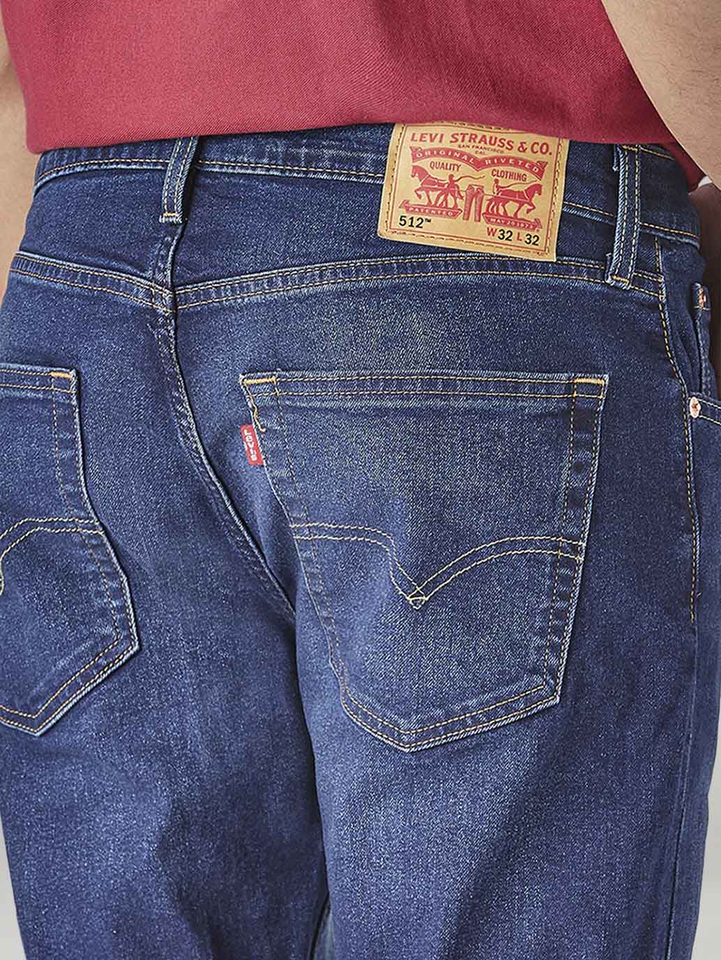 Men's 512 Dark Blue Slim Tapered Fit Mid Rise Jeans - Detail View