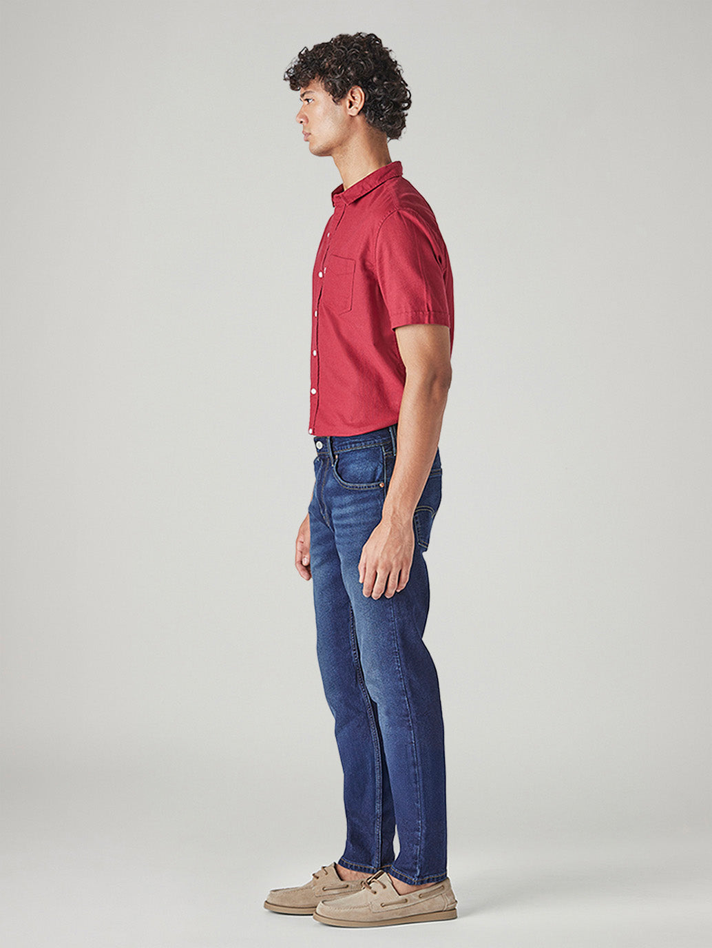 Men's 512 Dark Blue Slim Tapered Fit Mid Rise Jeans - Side View