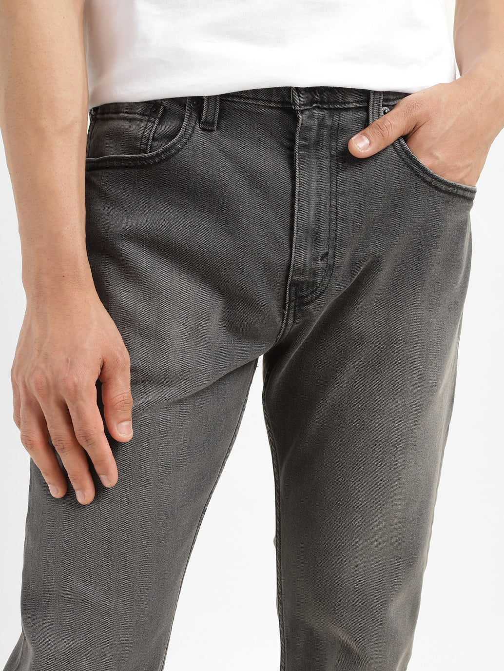 Men's 512 Charcoal Grey Slim Tapered Fit Mid Rise Jeans - FrontDetails View