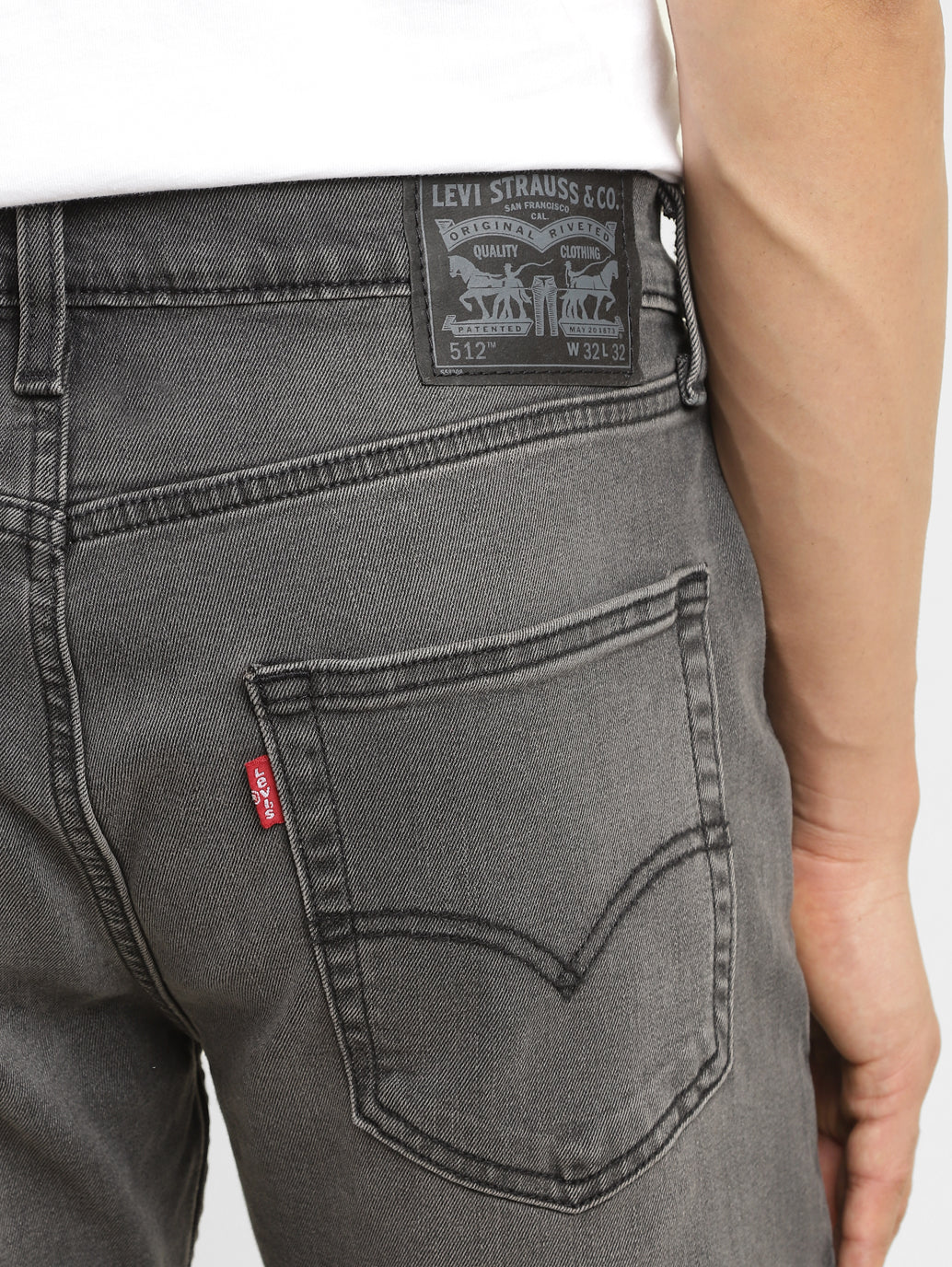 Men's 512 Charcoal Grey Slim Tapered Fit Mid Rise Jeans - BackDetails View