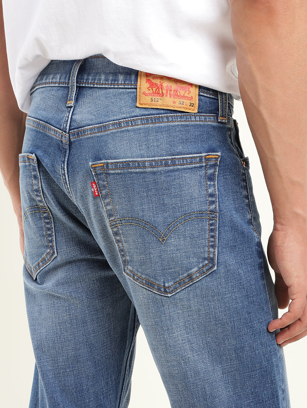 Men's 512 Blue Slim Tapered Fit Mid Rise Jeans - BackDetails View