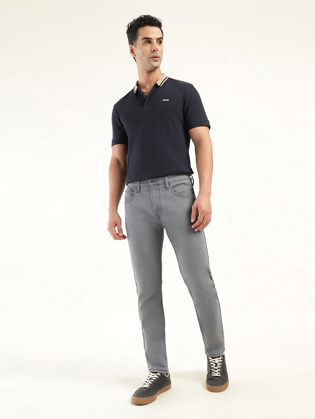 Men's 512 Charcoal Grey Slim Tapered Fit Mid Rise Jeans - shot View