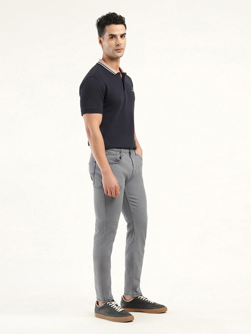 Men's 512 Charcoal Grey Slim Tapered Fit Mid Rise Jeans - Side View