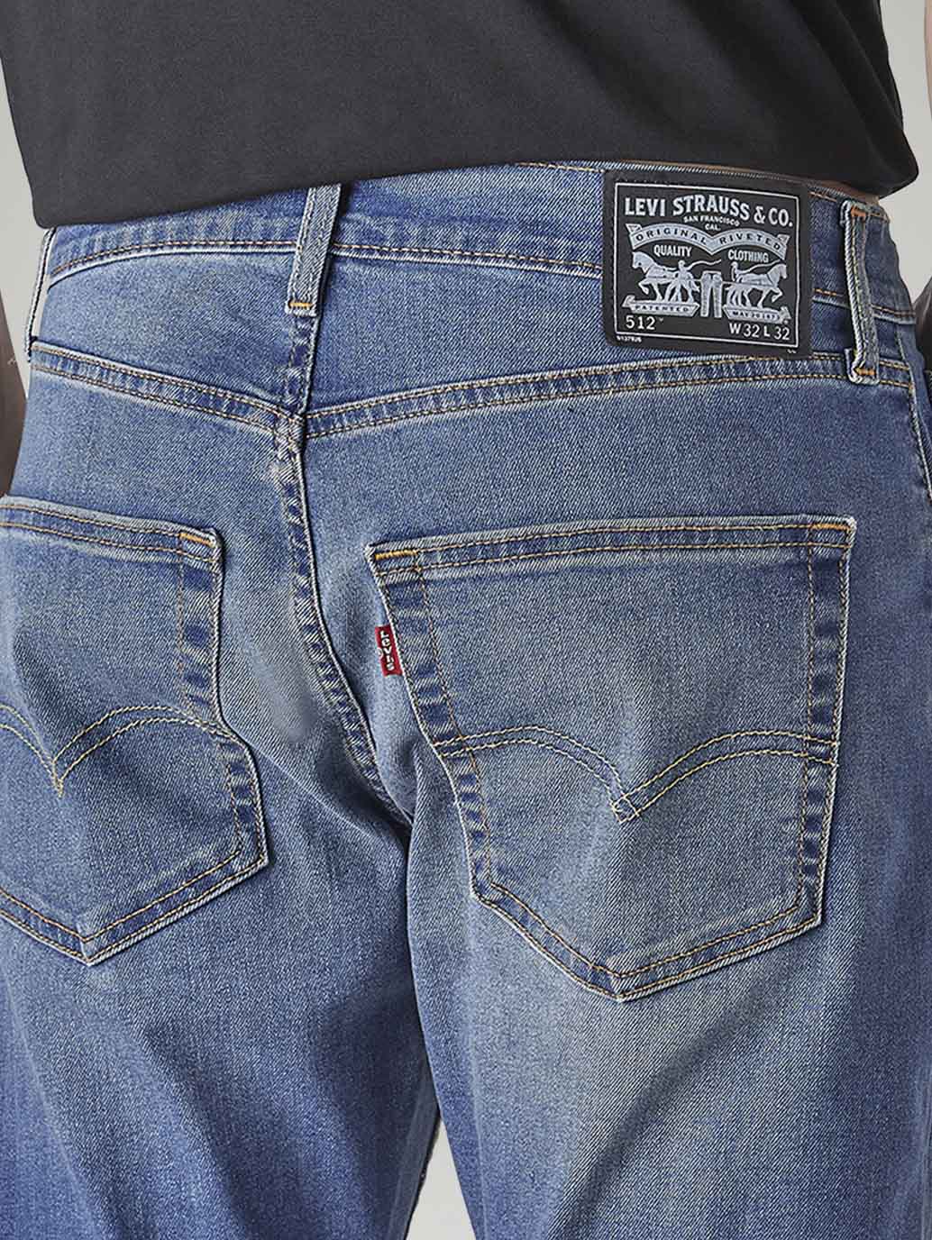 Men's 512 Blue Slim Tapered Fit Mid Rise Jeans - Detail View