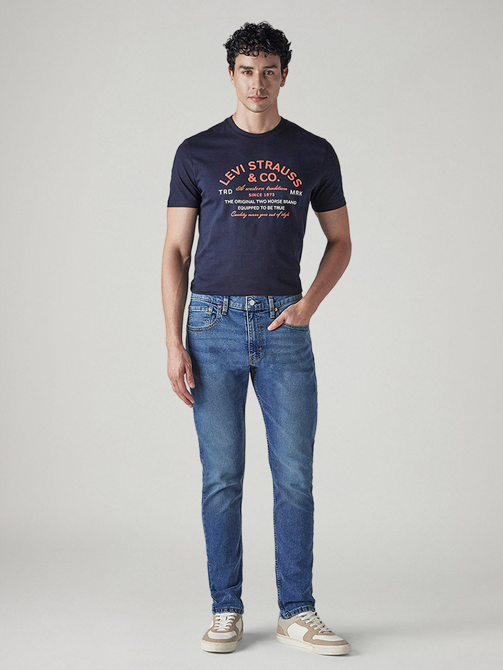 Men's 512 Dark Indigo Slim Tapered Fit Mid Rise Jeans - Front View