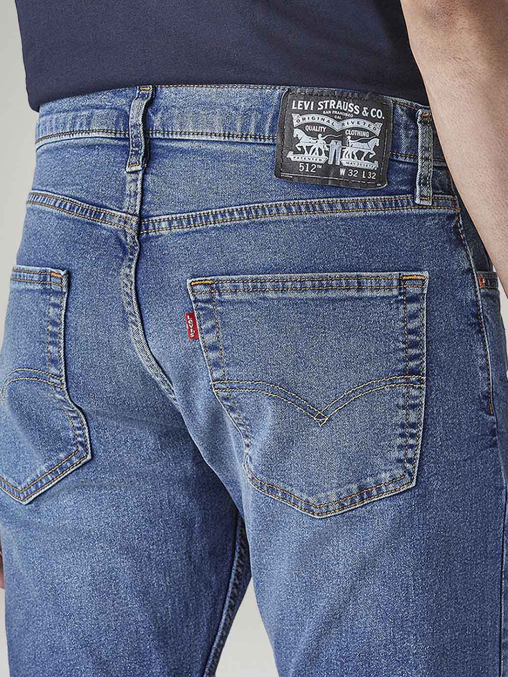 Men's 512 Dark Indigo Slim Tapered Fit Mid Rise Jeans - Detail View