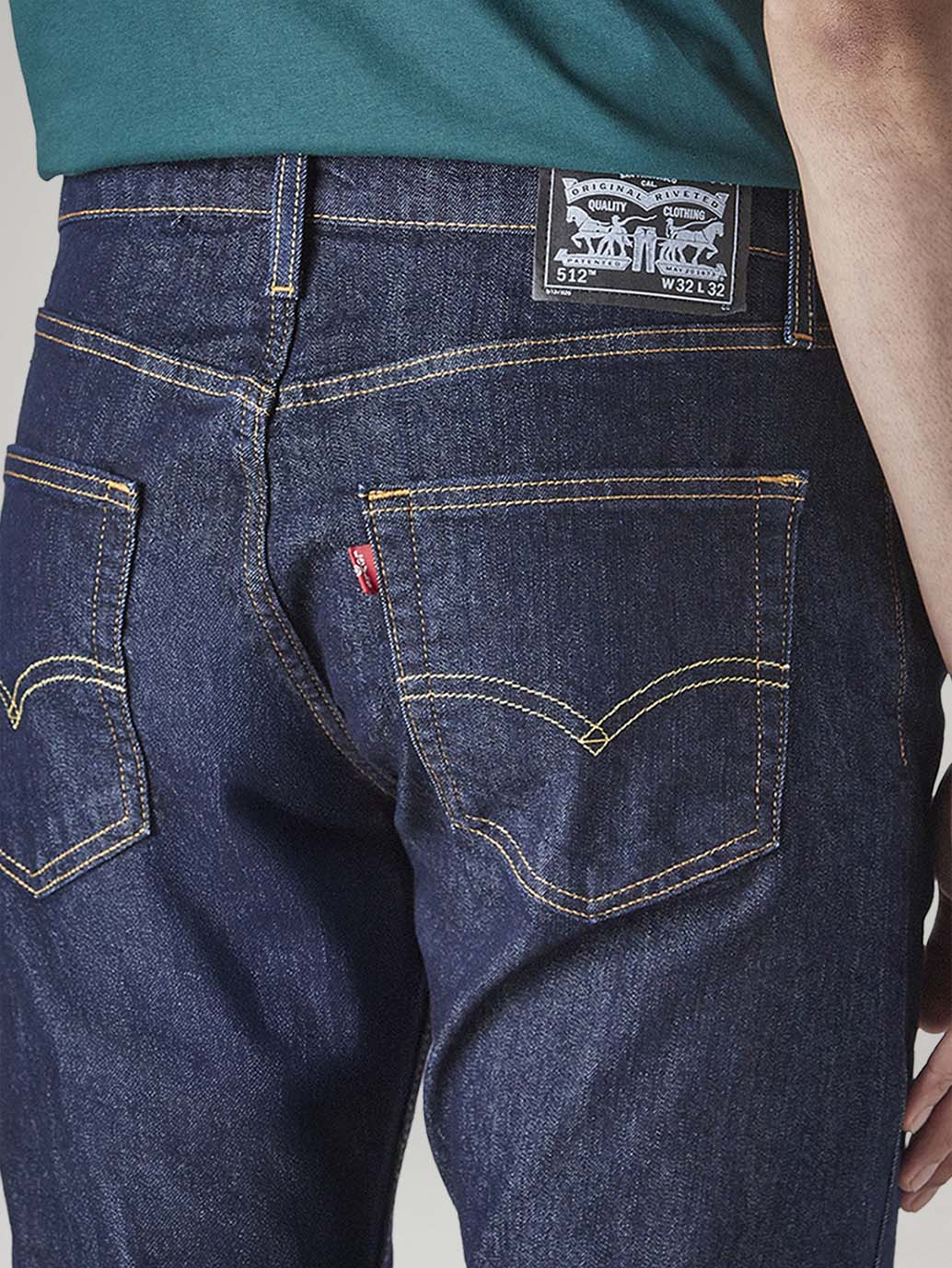 Men's 512 Dark Indigo Slim Tapered Fit Mid Rise Jeans - Detail View