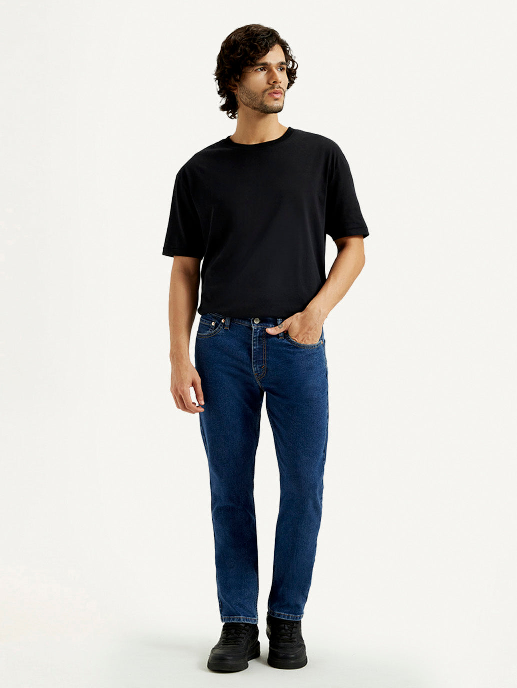 Men's 511 Navy Blue Slim Fit Mid Rise Jeans - Front View