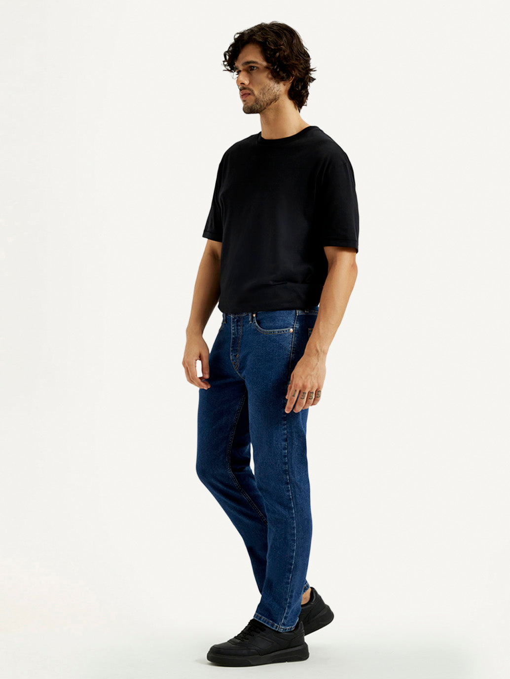 Men's 511 Navy Blue Slim Fit Mid Rise Jeans - Side View