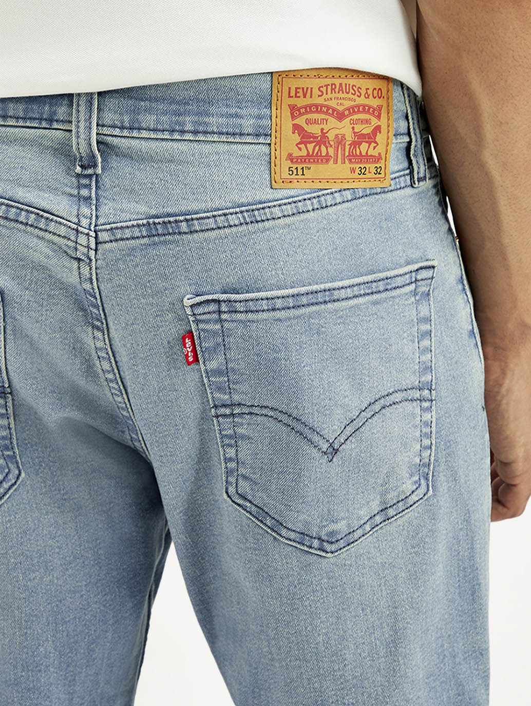 Men's 511 Blue Slim Fit Mid Rise Jeans - Detail View