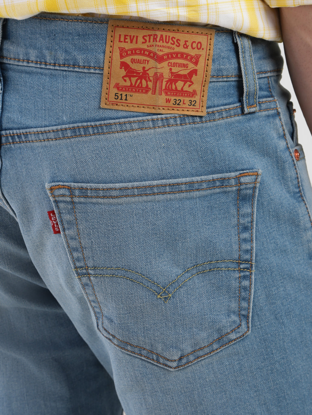 Men's 511 Blue Slim Fit Mid Rise Jeans - BackDetails View