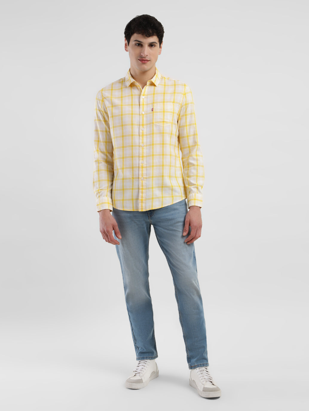 Men's 511 Blue Slim Fit Mid Rise Jeans - ModelFront View