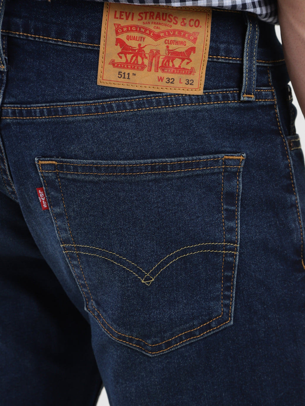 Men's 511 Navy Blue Slim Fit Mid Rise Jeans - BackDetails View