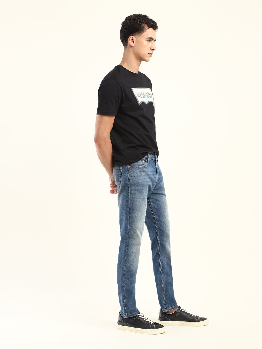 Men's 511 Blue Slim Fit Mid Rise Jeans - Side View