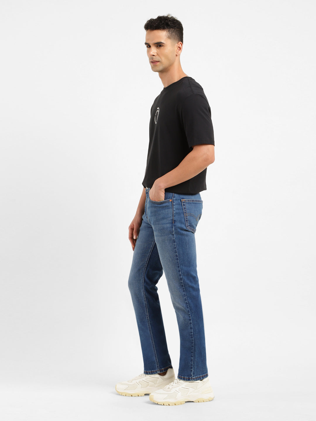 Men's 511 Blue Slim Fit Mid Rise Jeans - Side View