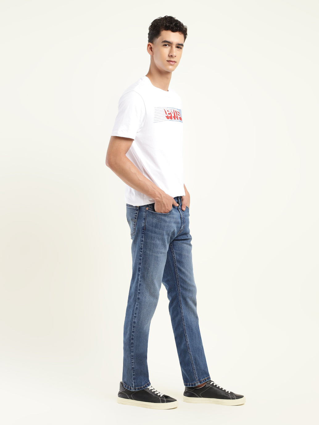 Men's 511 Blue Slim Fit Mid Rise Jeans - Side View