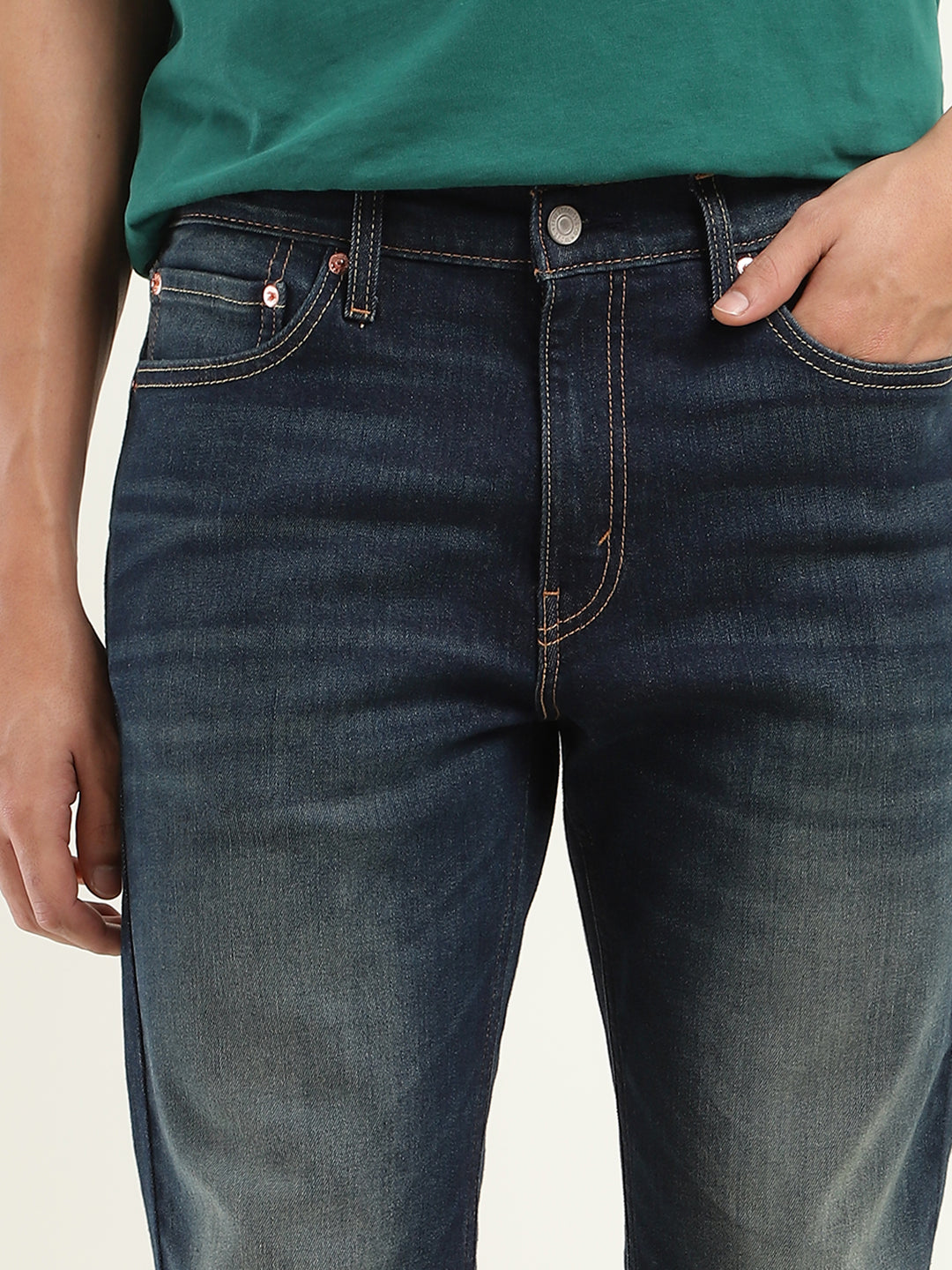 Men's 511 Blue Slim Fit Mid Rise Jeans - FrontDetails View