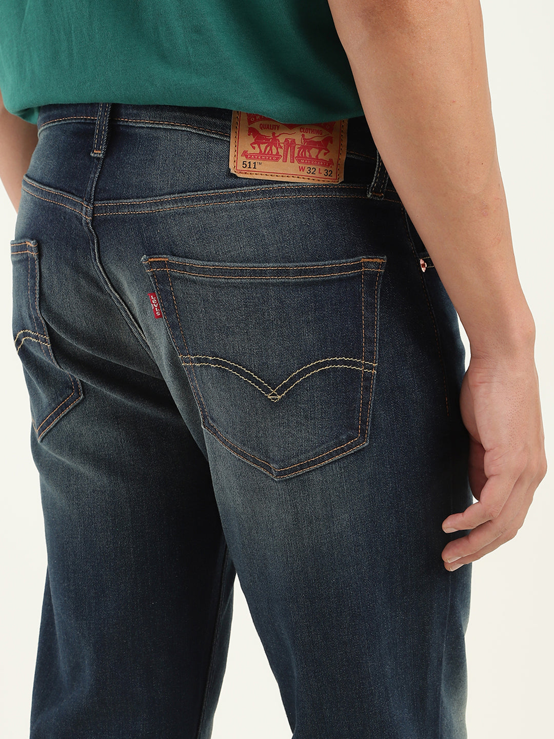 Men's 511 Blue Slim Fit Mid Rise Jeans - BackDetails View