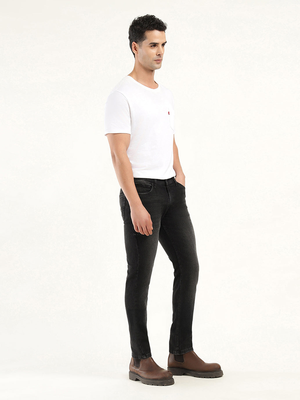 Men's 511 Black Slim Fit Mid Rise Jeans - Side View