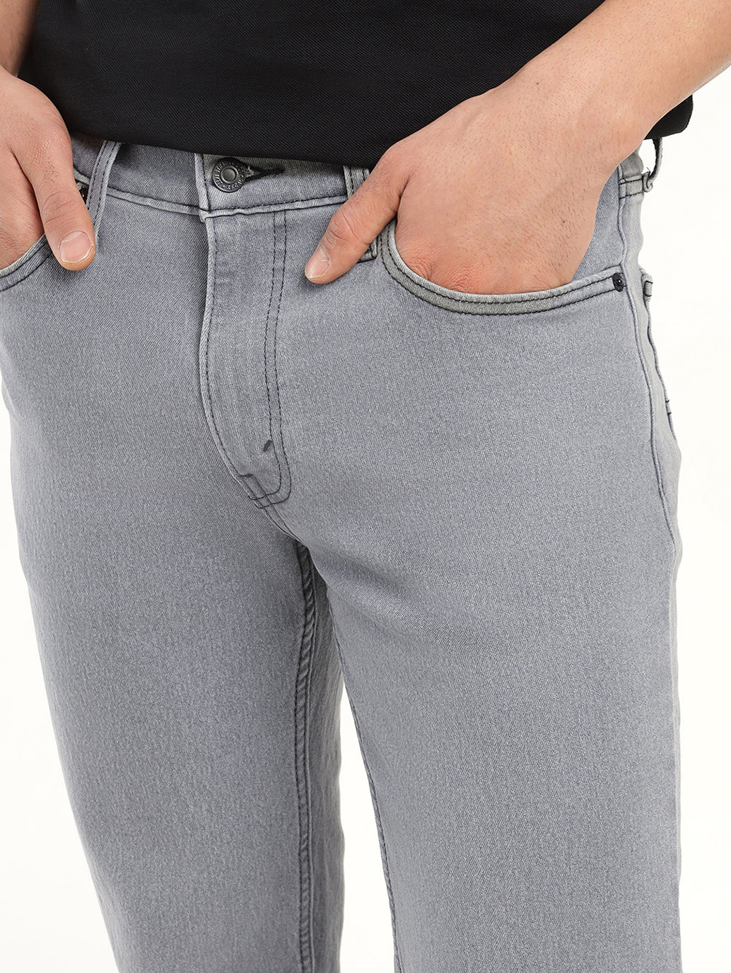 Men's 511 Grey Slim Fit Mid Rise Jeans - Detail View