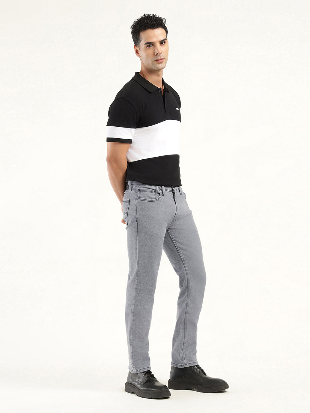 Men's 511 Grey Slim Fit Mid Rise Jeans - Side View