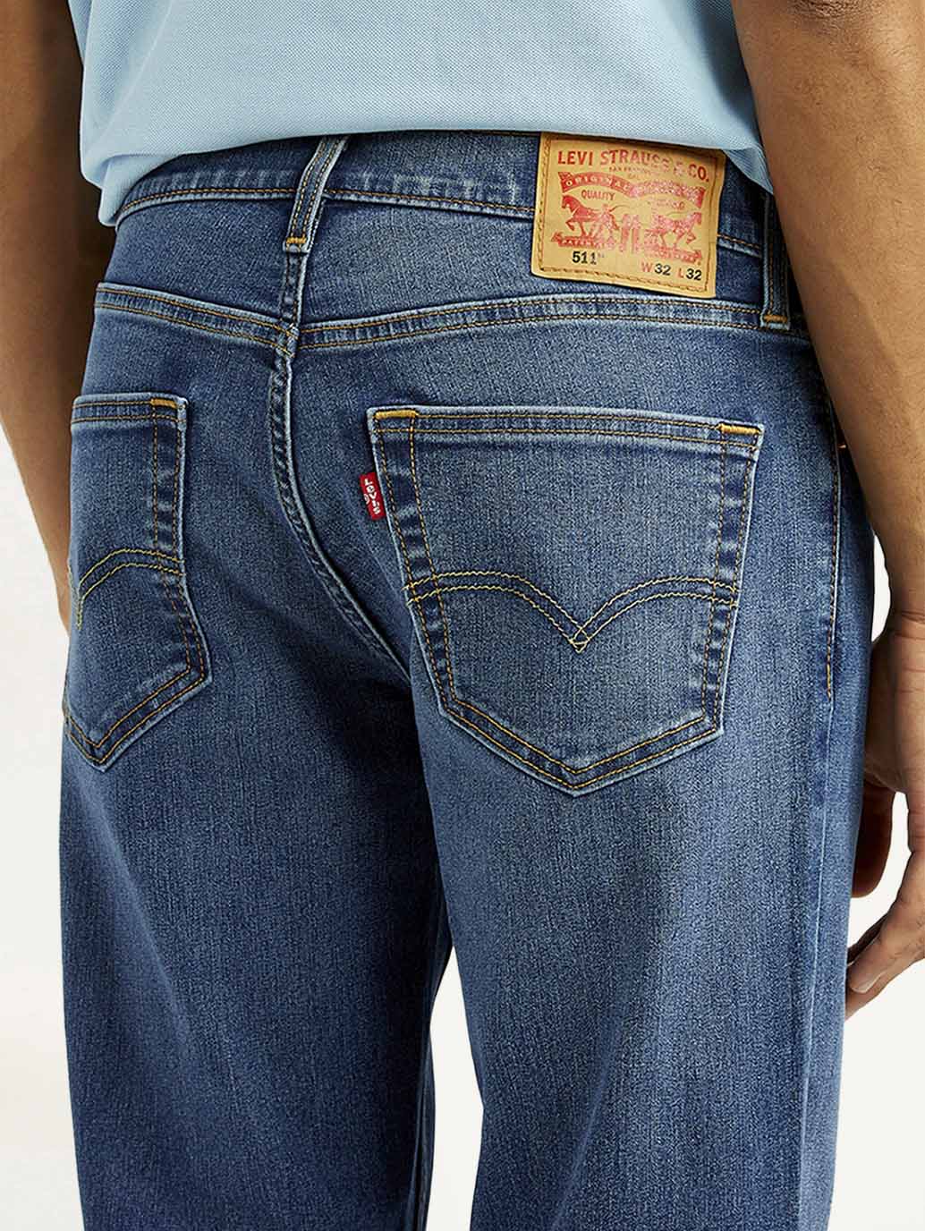 Men's 511 Med Indigo Slim Fit Mid Rise Jeans - Detail View