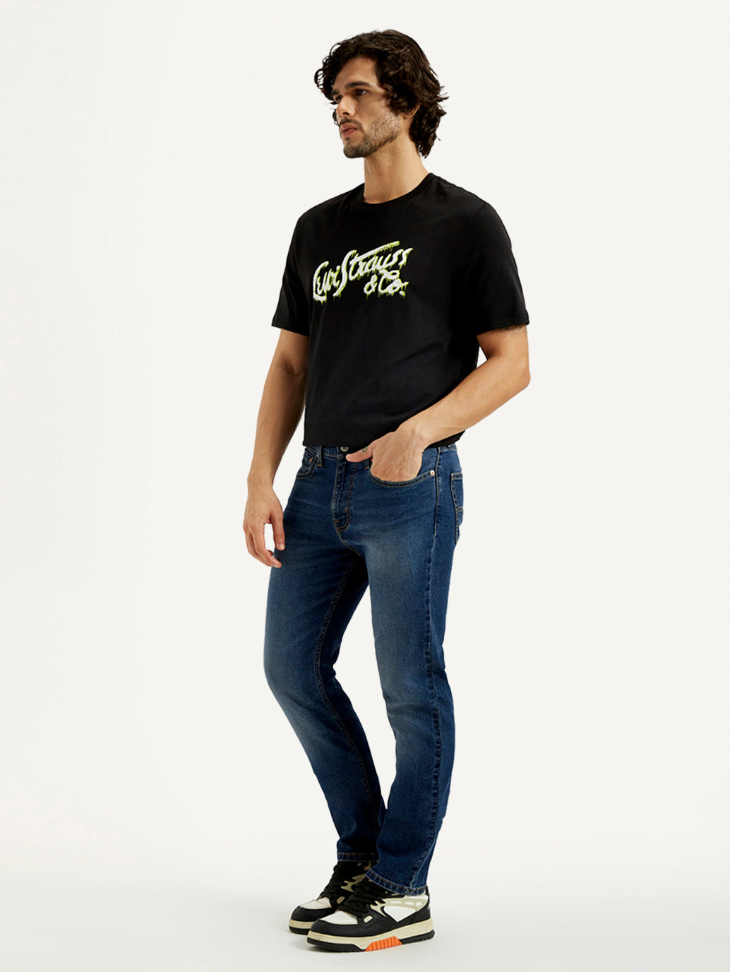 Men's 511 Dark Indigo Slim Fit Mid Rise Jeans - Side View