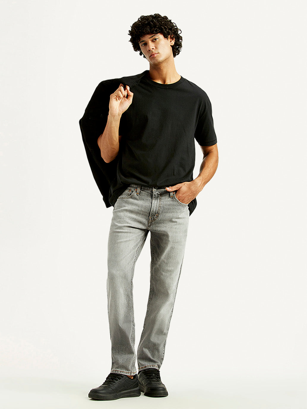 Men's 511 Light Grey Slim Fit Mid Rise Jeans - Styleshot View