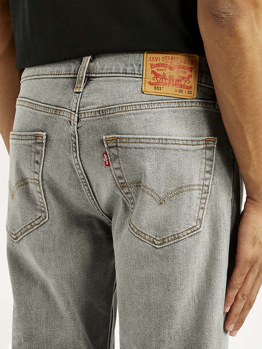 Men's 511 Light Grey Slim Fit Mid Rise Jeans - Detail View