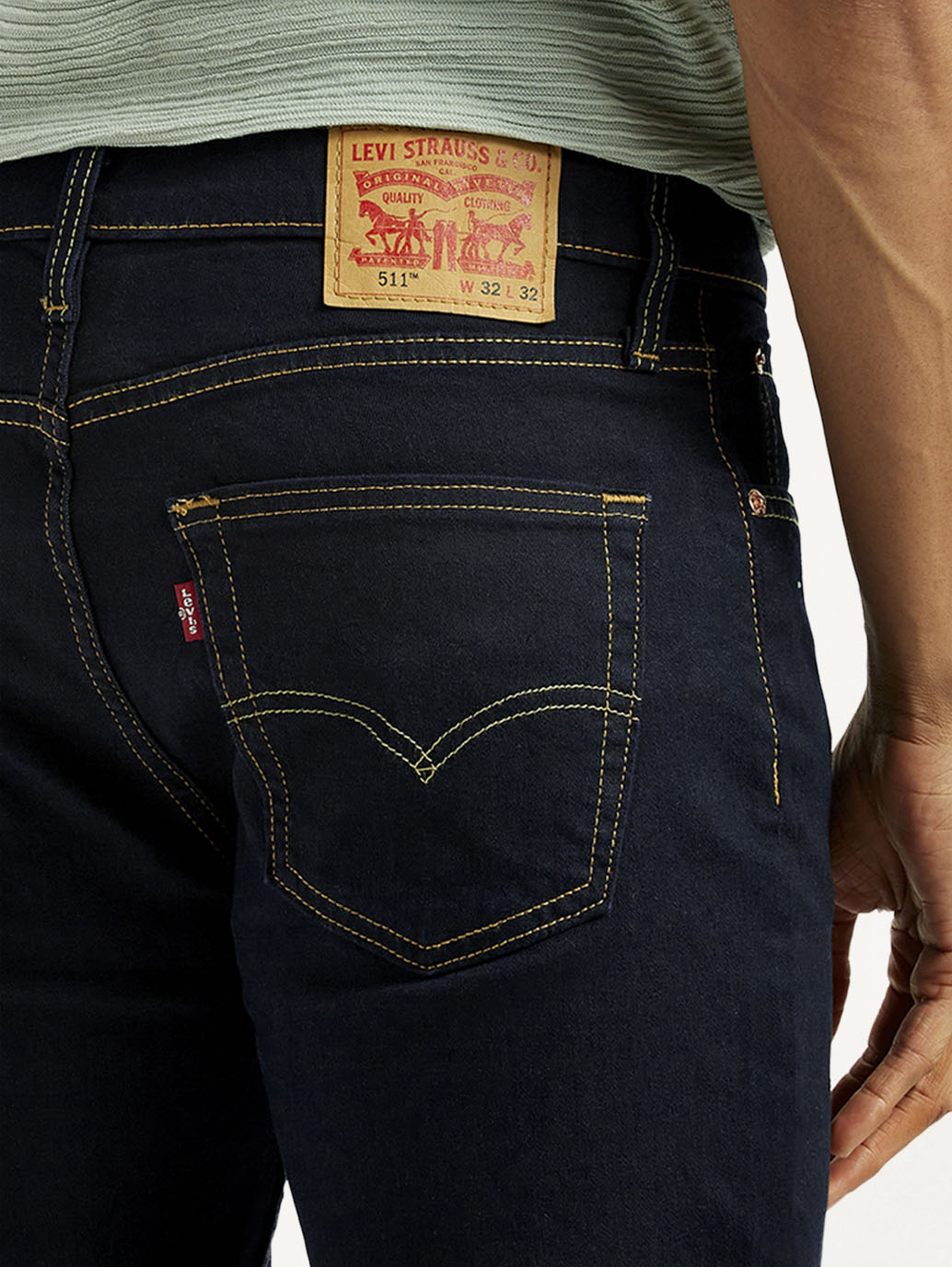 Men's 511 Dark Indigo Slim Fit Mid Rise Jeans - Detail View