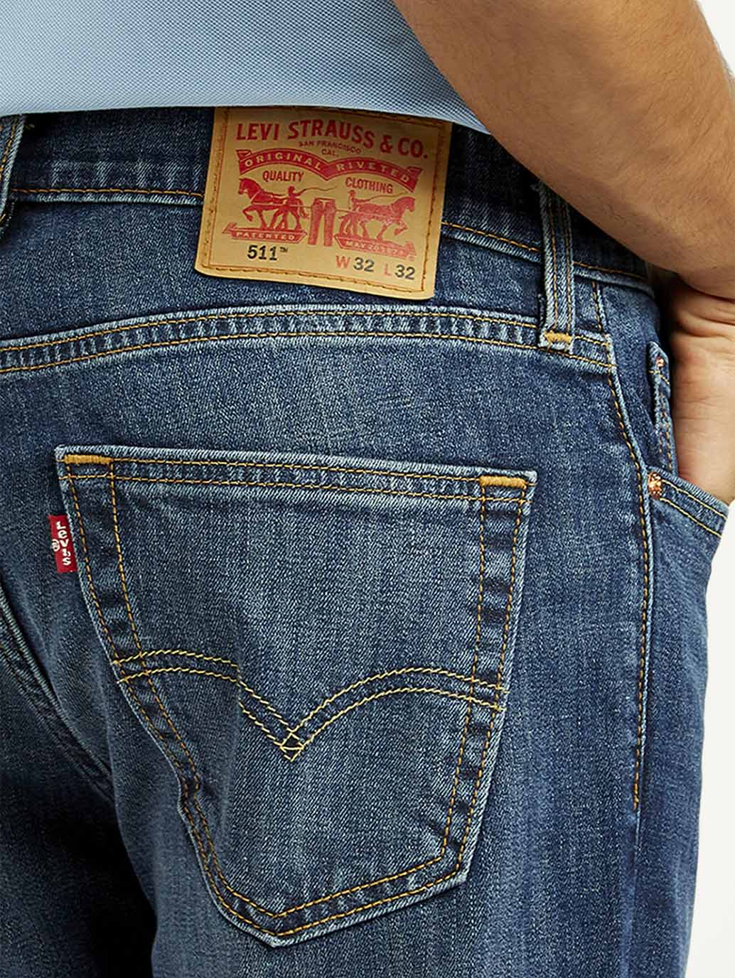 Men's 511 Dark Indigo Slim Fit Mid Rise Jeans - Detail View