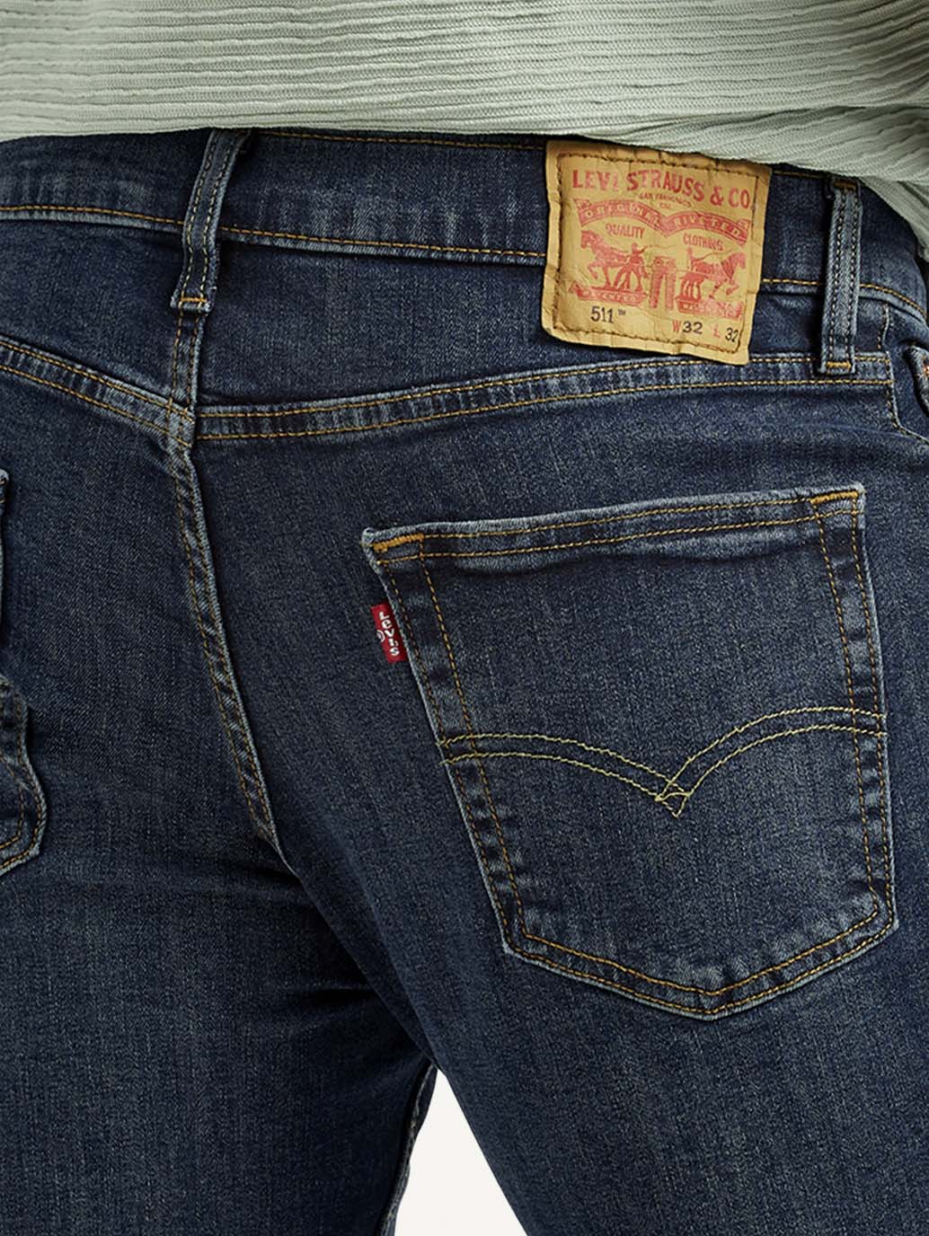 Men's 511 Dark Indigo Slim Fit Mid Rise Jeans - Detail View