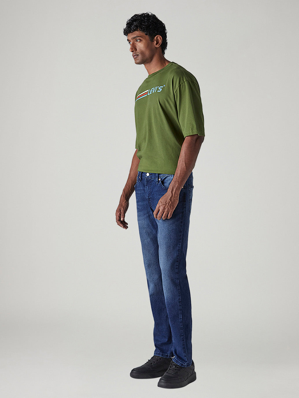 Men's 511 Dark Blue Slim Fit Mid Rise Jeans - Side View