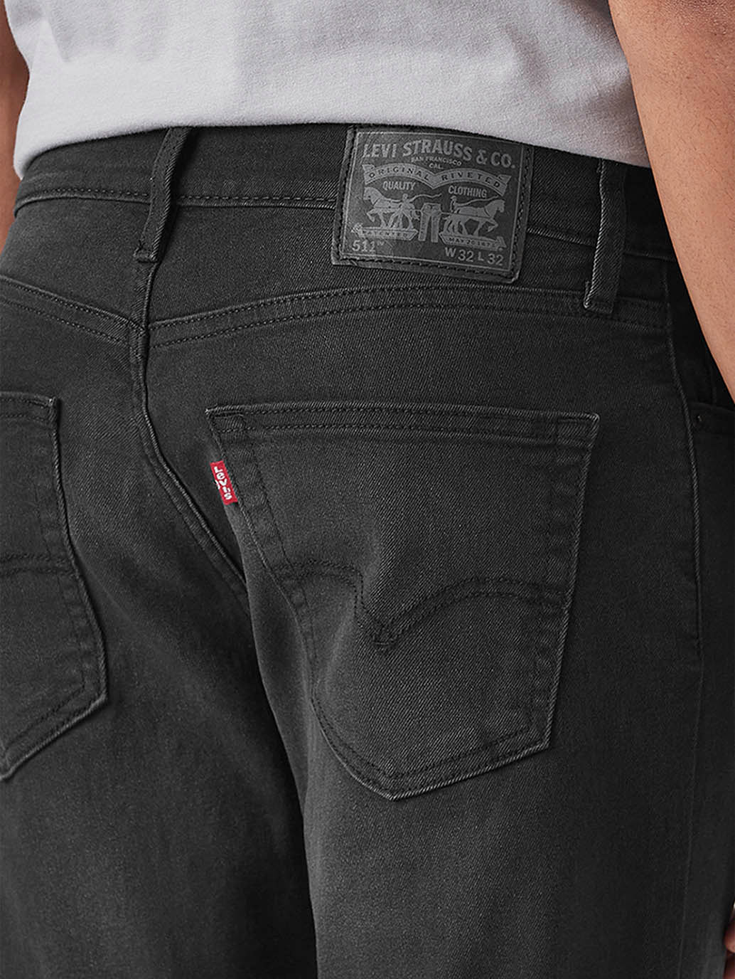 Men's 511 Charcoal Grey Slim Fit Mid Rise Jeans - Detail View