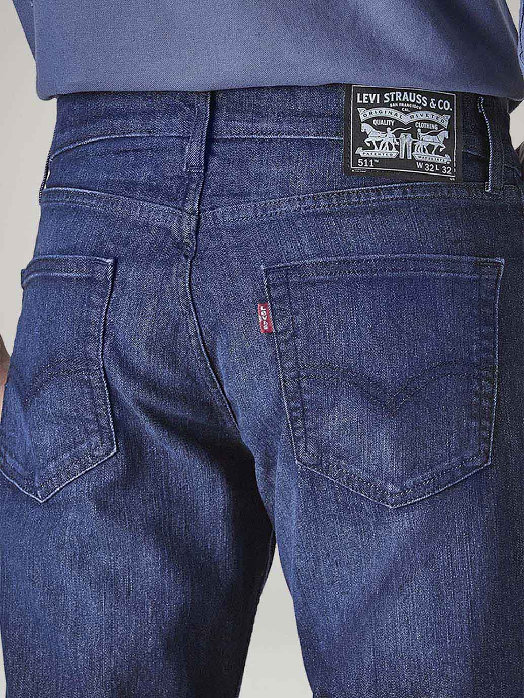 Men's 511 Blue Slim Fit Mid Rise Jeans - Detail View
