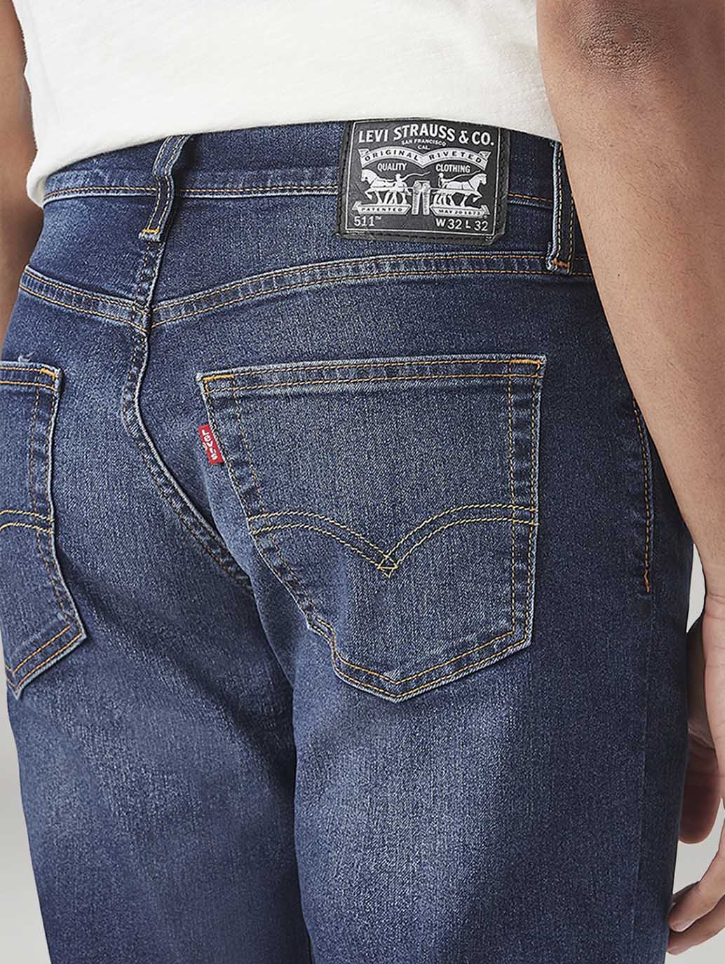 Men's 511 Med Indigo Slim Fit Mid Rise Tinted Jeans - Detail View
