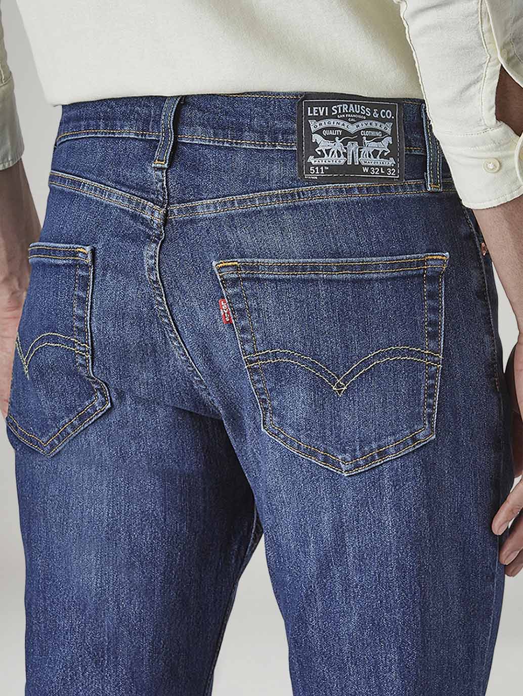 Men's 511 Blue Slim Fit Mid Rise Jeans - 20 View