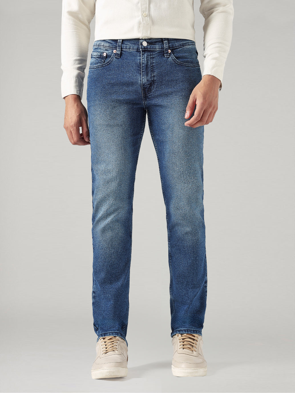 Men's 511 Dark Blue Slim Fit Mid Rise Jeans - Front View